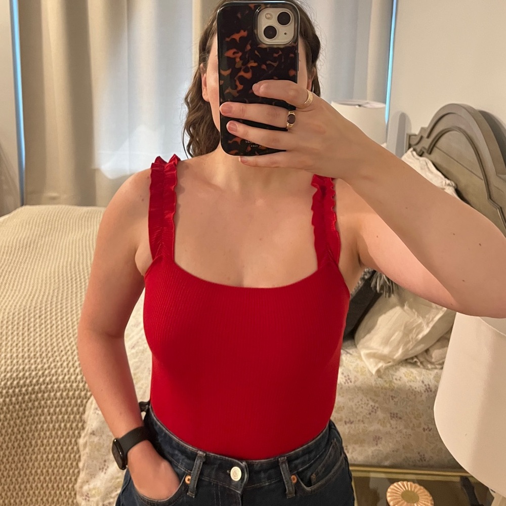 Sunday Best Red Ruffled Bodysuit